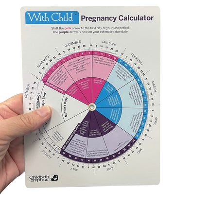 With Child Pregnancy Calculator, interactive educational handout to calculate pregnancy due date, Childbirth Graphics, 43341