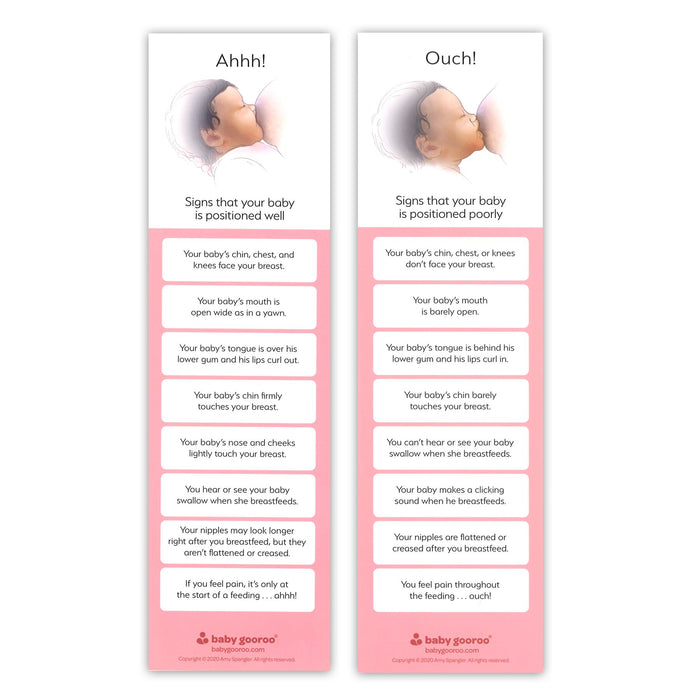 signs that your baby is positioned well bookmark, breastfeeding tips, breast feeding, Amy Spangler, Childbirth Graphics, 23349