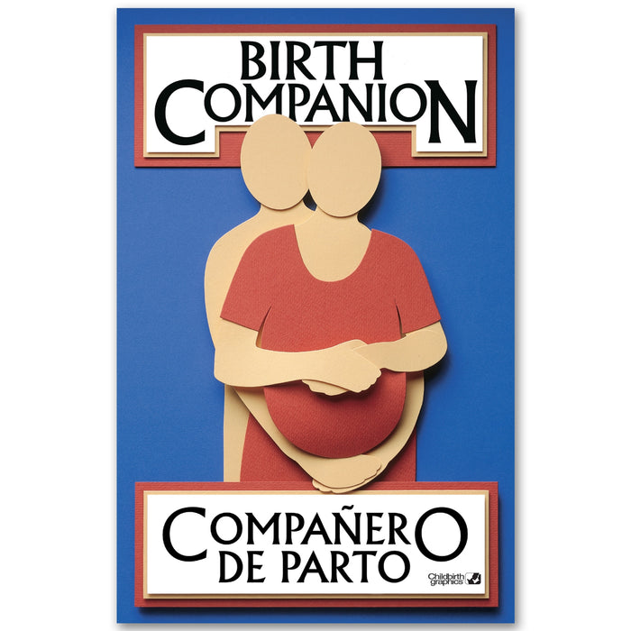 Birth Companion Booklet, English/Spanish cover, photographic reference of labor comfort measures, Childbirth Graphics, 38524