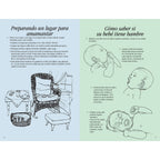 Breastfeeding Basics 16-page illustrated booklet center spread image shown Spanish, setting up a breastfeeding station, how to tell when your baby is hungry, Childbirth Graphics, 38603
