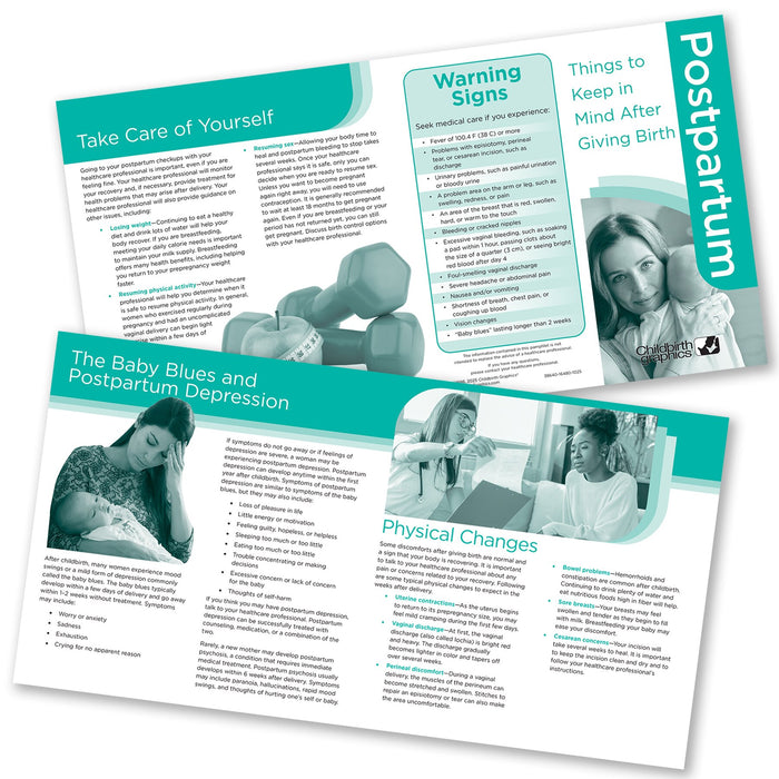 Postpartum: Things to Keep in Mind After Giving Birth Pamphlet by Childbirth Graphics, childbirth education materials, 38640