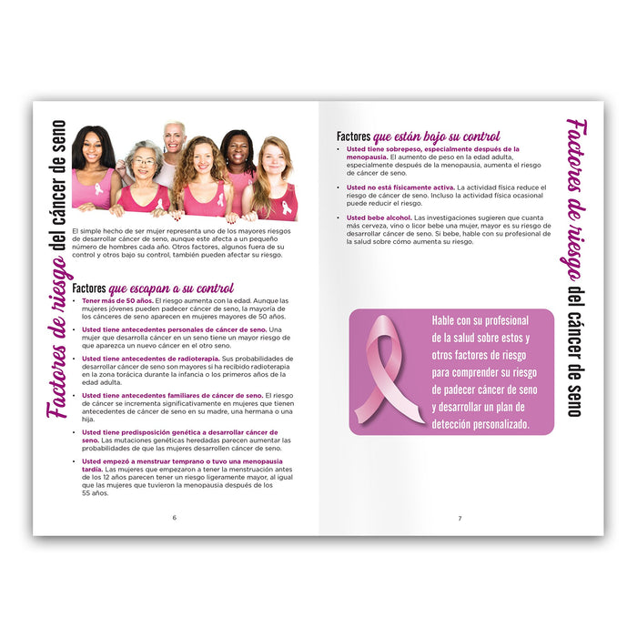 Breast Care Booklet, Spanish, breast health education handout for breast cancer awareness, Health Edco, 40002