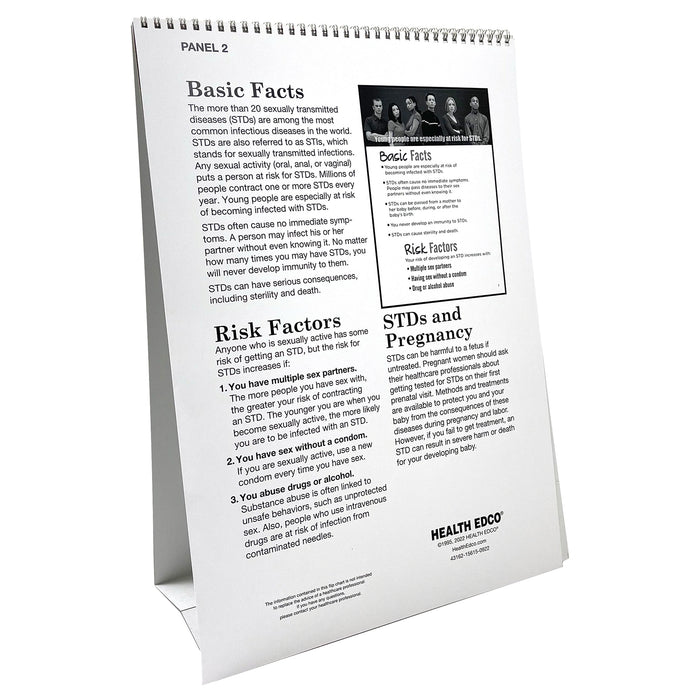 Sexually Transmitted Diseases Flip Chart, health education chart script side on basics of STDs and STIs, Health Edco, 43162