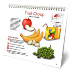 Nutrition During Pregnancy 14 panel spiral-bound flip chart panel 5, fruit group MyPlate logo, Childbirth Graphics, 43164