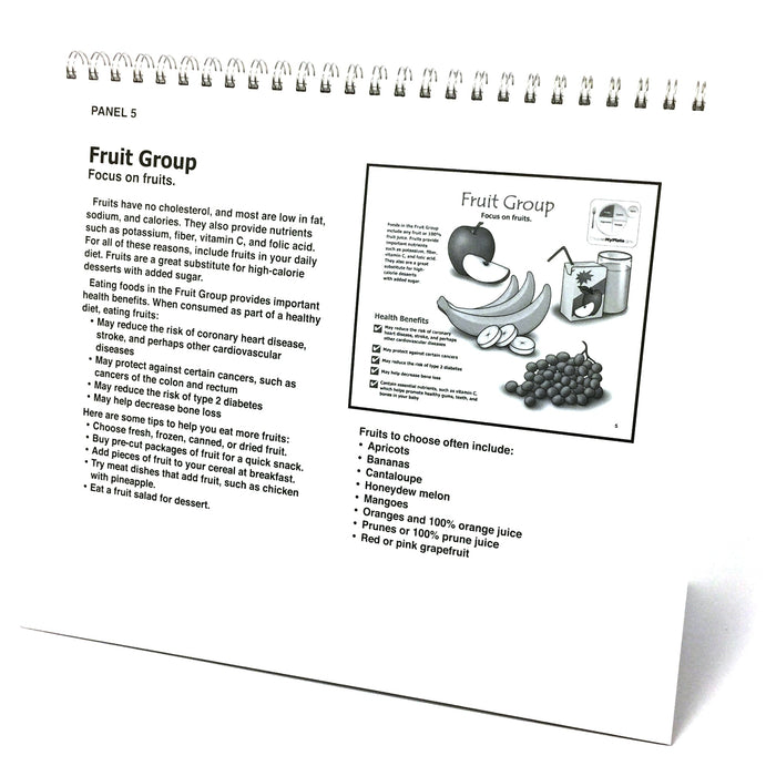 Nutrition During Pregnancy 14 panel spiral-bound flip chart panel 5 back teaching notes, fruit group explanation, Childbirth Graphics, 43164