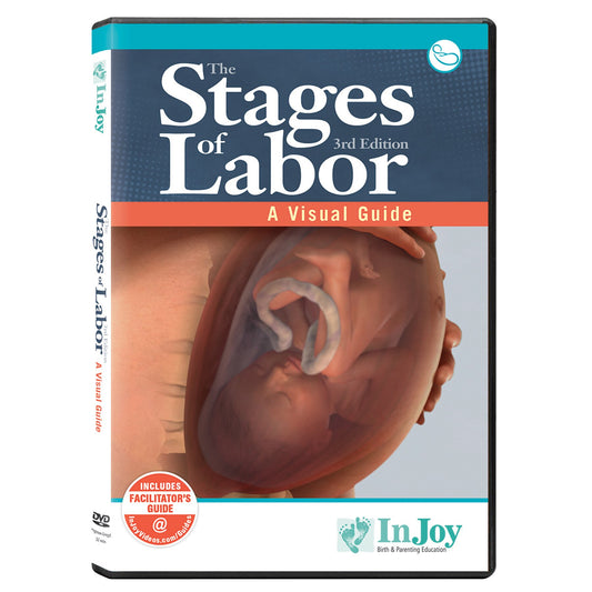 Stages of Labor a visual guide 3rd Edition DVD Spanish cover, baby in utero ready for delivery, Childbirth Graphics, 48803