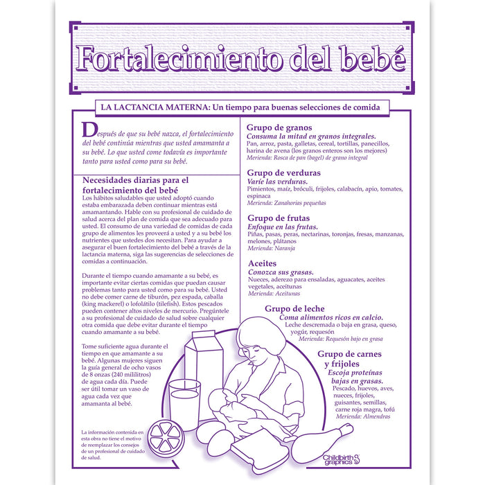Baby Building 1-color Breastfeeding tear pad Spanish side, good food choices nutritional needs, Childbirth Graphics, 52523