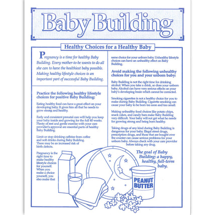 Baby Building Healthy Choices for a Healthy Baby 1-color tear pad, healthy vs unhealthy choices, Childbirth Graphics, 52525
