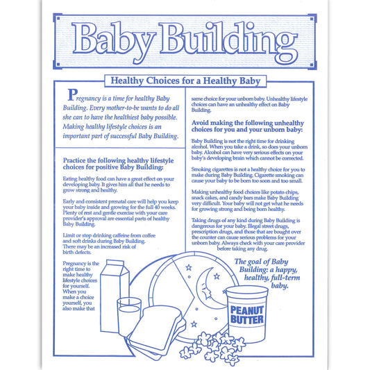 Baby Building Healthy Choices for a Healthy Baby 1-color tear pad, healthy vs unhealthy choices, Childbirth Graphics, 52525