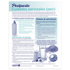 Perineal Care Tear Pad, women's postpartum education tear pad, Spanish care instructions, Childbirth Graphics, 52558