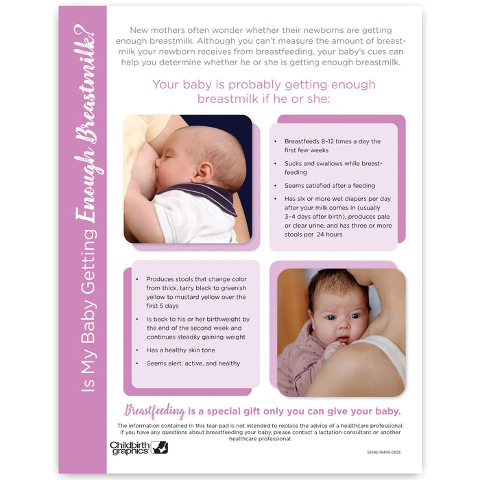 Is My Baby Getting Enough Breastmilk Tear Pad, breastfeeding & lactation education tool, English, Childbirth Graphics, 52592