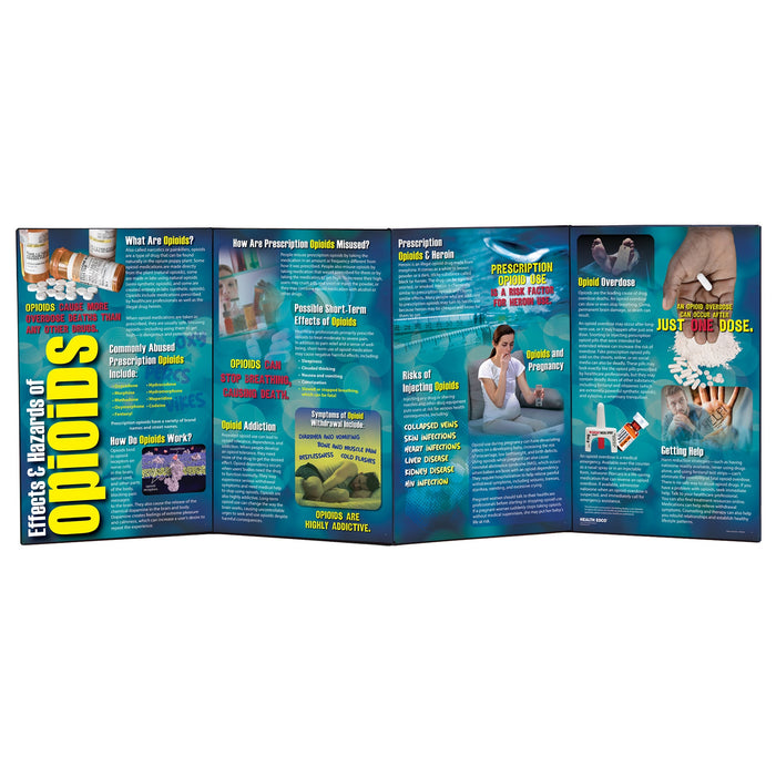 Effects and Hazards of Opioids folding display for health education, drug education materials, Health Edco, 78884