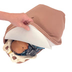 Abdominal Palpation Model Set, hand pulling back cover to show fetus and pelvis models inside, Childbirth Graphics, 78936