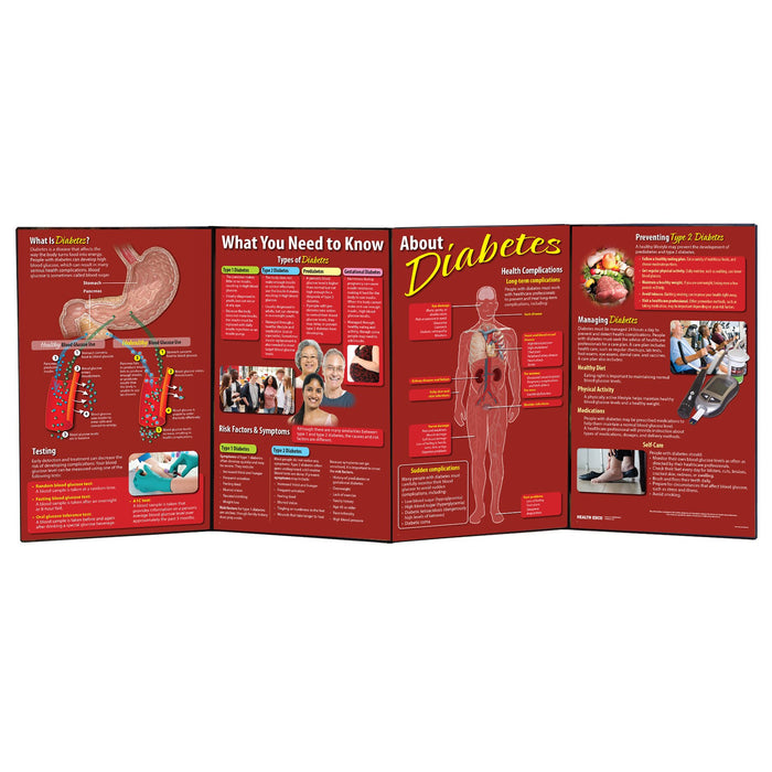 What You Need to Know About Diabetes folding display for health education from Health Edco, diabetes teaching tools, 79302