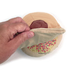 Cloth Breast Model, Beige for breastfeeding education by Childbirth Graphics, peeled back skin to show breast anatomy, 79811